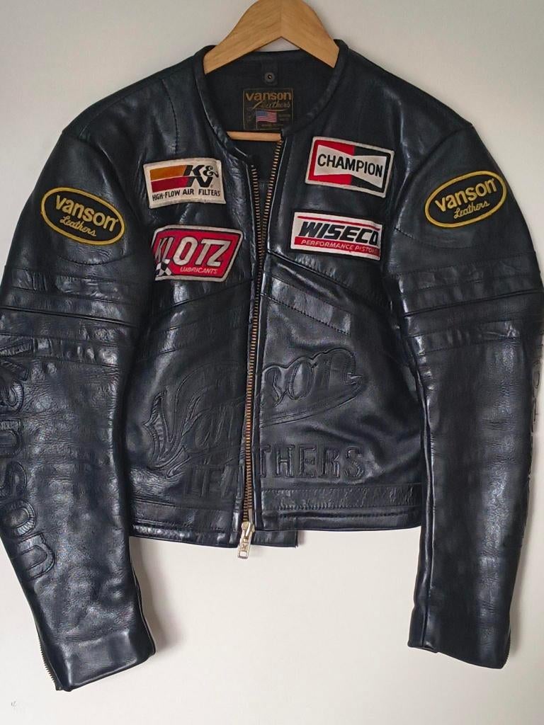 Vanson leren motorjack, kort en maat S, Motoren, Kleding | Motorkleding, Overige merken, Heren, Jas | leer, Ophalen of Verzenden