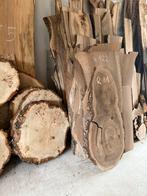 Unieke houten planken en boomstambladen bij Decoratief Hout, Doe-het-zelf en Verbouw, Hout en Planken, 25 tot 50 mm, Nieuw, Ophalen of Verzenden