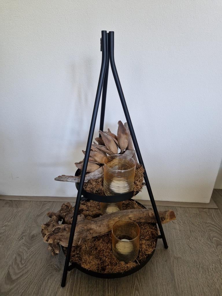 Grote etagère, zwart-metaal, Huis en Inrichting, Woonaccessoires | Etagères, Ophalen of Verzenden, Zo goed als nieuw