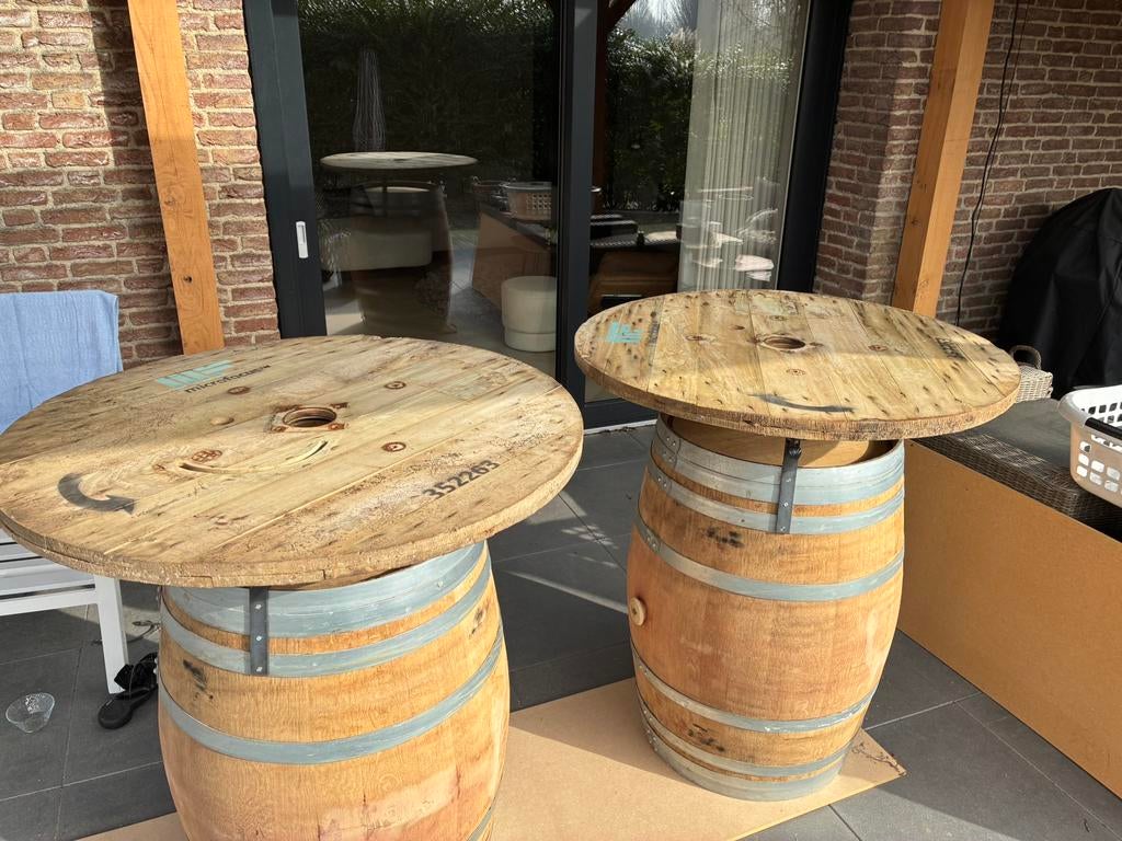 Houten wijnvaten Tafel / statafel, Huis en Inrichting, Tafels | Statafels, Ophalen of Verzenden, Gebruikt