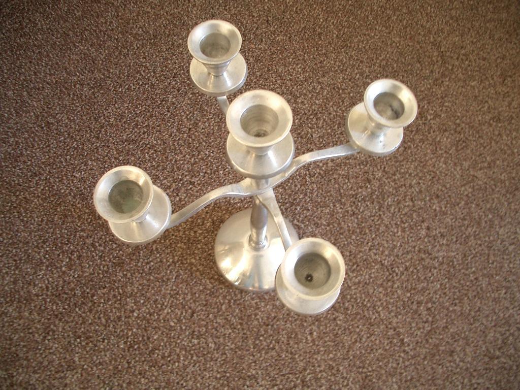 kandelaar aluminium sfeer woonkamer diner kaars decoratie, 25 tot 50 cm, Ophalen of Verzenden, Zo goed als nieuw, Metaal