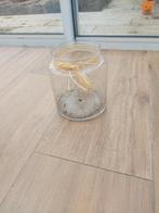 Glazen pot met raffia decoratie, Ophalen, Gebruikt