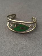 Armband met groene steen - zilver, Sieraden, Tassen en Uiterlijk, Armbanden, Ophalen of Verzenden, Zo goed als nieuw, Zilver