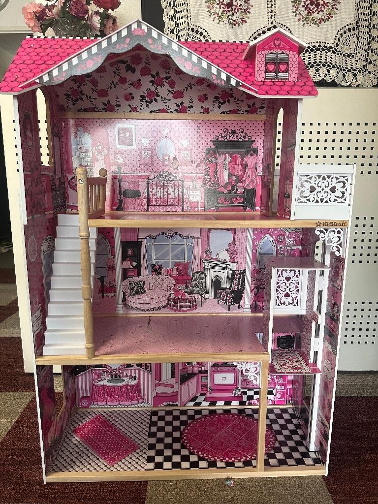 KidKraft houten poppenhuis Amelia - 110 x 73 x 138 cm, Ophalen of Verzenden, Zo goed als nieuw, Poppenhuis