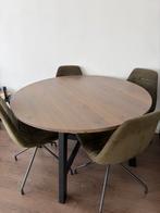 Eetkamertafel met 4 eetkamerstoelen, Huis en Inrichting, Tafels | Eettafels, Ophalen, Gebruikt, Rond, Vier personen