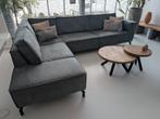 Hoekbank microleder grijsblauw, Huis en Inrichting, Ophalen, Hoekbank, Zo goed als nieuw, 150 cm of meer