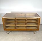 Vintage toonbank met lades en glazen blad, Gebruikt, 5 laden of meer, Ophalen of Verzenden, Minder dan 100 cm