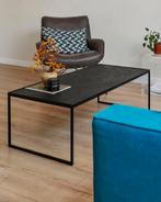 Rechthoekige salontafel metaal & hout (zwart), Ophalen, 100 tot 150 cm, 50 tot 100 cm, Zo goed als nieuw
