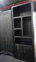 Vakkenkast Mangohout Zwart 80x45x220, Met deur(en), 100 tot 150 cm, 200 cm of meer, Savoir