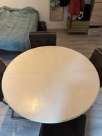Uitschuifbare tafel wit, Huis en Inrichting, Tafels | Eettafels, Ophalen, Gebruikt, Rond, 50 tot 100 cm