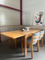 Deens design eetkamerset | Uitschuifbare tafel + 4 stoelen, Ophalen, Gebruikt, Eikenhout, 50 tot 100 cm