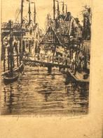 Originele Ets Eugène Rensburg kunstenaarsdorp Volendam, Ophalen of Verzenden