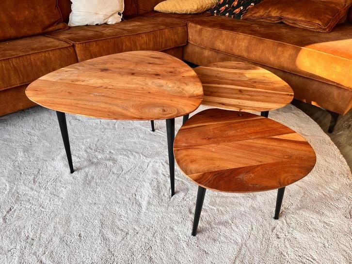 Mooie salontafels van de Bommel - Set van 3, Huis en Inrichting, Tafels | Salontafels, Gebruikt, Minder dan 50 cm, 50 tot 100 cm