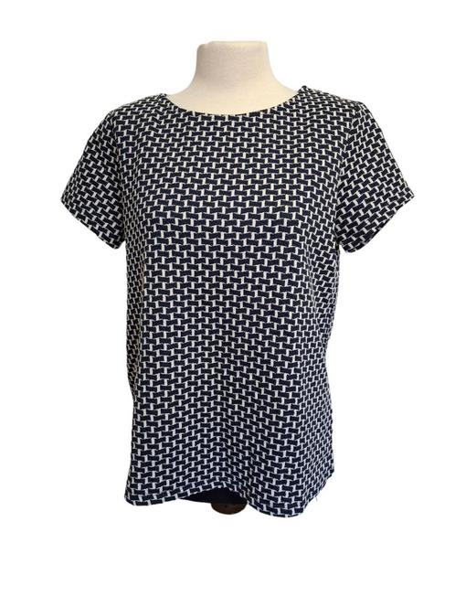 Prachtige blauw-witte Hema top maat L., Kleding | Dames, Tops, Zo goed als nieuw, Maat 42/44 (L), Blauw, Korte mouw, Verzenden
