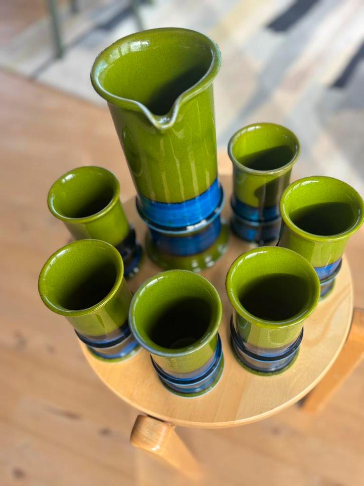 Bay Keramik Kan en Bekers - West-Duitsland Vintage Set Keram, Antiek en Kunst, Antiek | Keramiek en Aardewerk, Ophalen of Verzenden