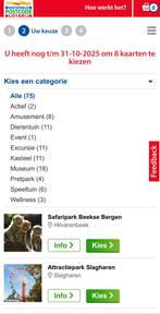 8 kaarten voor een uitstap naar keuze, Tickets en Kaartjes, Drie personen of meer, Ticket of Toegangskaart