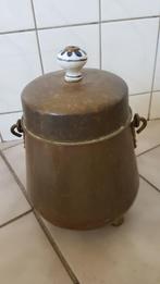 Mooie oude koperen pot met deksel en aardewerk knop., Ophalen, Koper