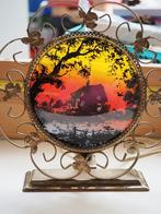84. Vintage Schemer Lamp jaren 60 Met kunst design, Ophalen, Gebruikt, -, Glas