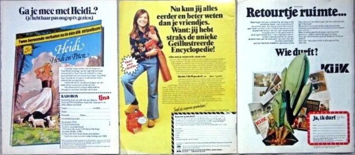 9 vintage advertenties reclames jeugd boeken 1977-82, Verzamelen, Merken en Reclamevoorwerpen, Gebruikt, Overige typen, Verzenden