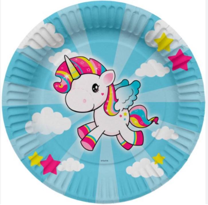 Unicorn Bordjes 23 cm - 8 stuks, Hobby en Vrije tijd, Feestartikelen, Nieuw, Overige typen, Verjaardag, Ophalen of Verzenden