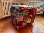 Kleurige, oosterse poef, Huis en Inrichting, Banken | Voetenbanken en Poefen, Minder dan 50 cm, Gebruikt, Vierkant, Minder dan 50 cm