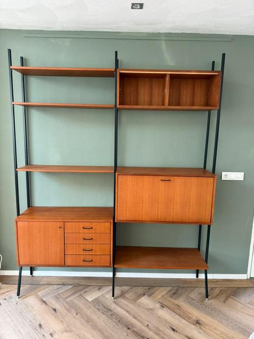 Vintage modulair wandkast boekenkast, Huis en Inrichting, Kasten | Wandmeubels, Zo goed als nieuw, 150 tot 200 cm, Minder dan 150 cm