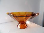 Art Deco grote Schaal op voet Boheems, amber, Ophalen of Verzenden