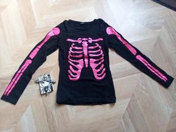 Halloween shirt maat 146 / 152 nieuw skelet haarclipjes beschikbaar voor biedingen