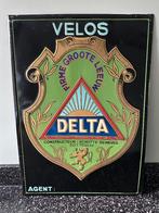 Mooi blikken Velos Delta bord. 70 x 50 cm. 1934, Ophalen of Verzenden, Gebruikt, Reclamebord