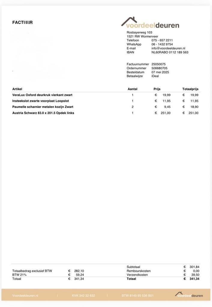 300+ euro 100% new, links draaiend, zwart mat, binnendeur., Doe-het-zelf en Verbouw, Deuren en Horren, Zo goed als nieuw, Ophalen
