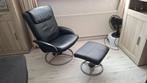 Zwarte Fauteuil met voetenbank., Huis en Inrichting, Fauteuils, Ophalen, Zo goed als nieuw