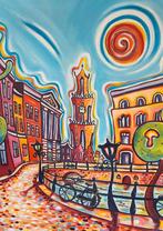 Schilderij Utrecht “Stadhuisbrug Domtoren” 60x80cm, Antiek en Kunst, Kunst | Schilderijen | Modern, Ophalen