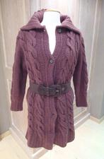 Jackpot lange wollen cardigan met kabels, mt 36/38, Jackpot, Verzenden, Zo goed als nieuw, Bruin