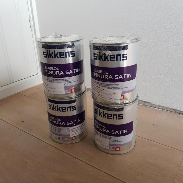 Sikkens Rubbol Finura Satin | 4 x 1L, Doe-het-zelf en Verbouw, Verf, Beits en Lak, Nieuw, Lak, Minder dan 5 liter, Overige kleuren