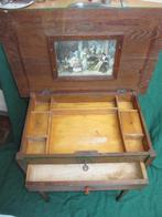 Vintage Antiek naaikastje met antieke print in de klep., Antiek en Kunst, Ophalen