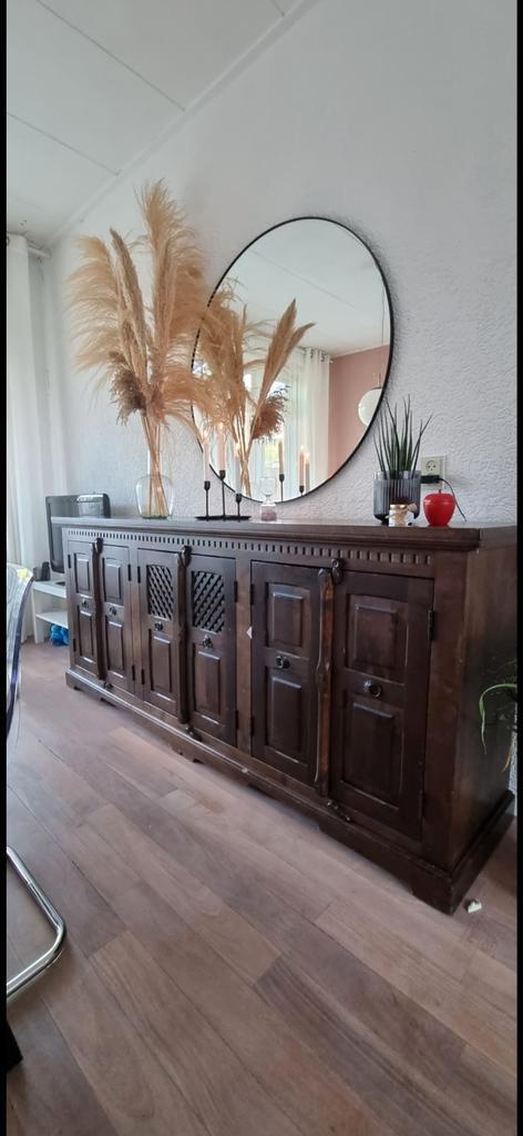 Koloniaal massieve loofhout + was dressoir, Huis en Inrichting, Kasten | Dressoirs, Zo goed als nieuw, 200 cm of meer, 75 cm of meer