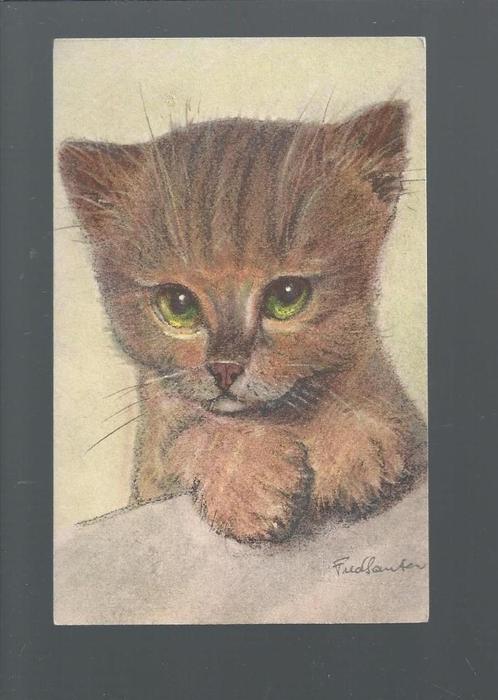 2966 Oude kunstkaart dieren poes poezen kat katten hondje, Verzamelen, Ansichtkaarten | Dieren, Ongelopen, Hond of Kat, Verzenden