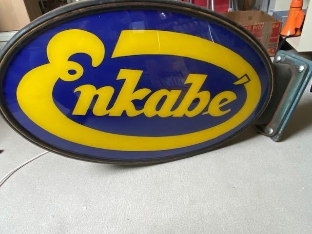 Vintage Enkabe Winkelbord lichtreclame- Supermarkt Reclame, Verzamelen, Merken en Reclamevoorwerpen, Gebruikt, Lichtbak of (neon) lamp