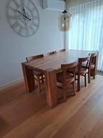 eettafel + 6 stoelen, Huis en Inrichting, Tafels | Eettafels, Gebruikt, 200 cm of meer, Rechthoekig, Overige houtsoorten