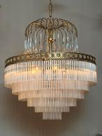 Xl opaline staafjes kroonluchter teardrop vintage hanglamp, Baak, Ophalen of Verzenden, Glas, Baak