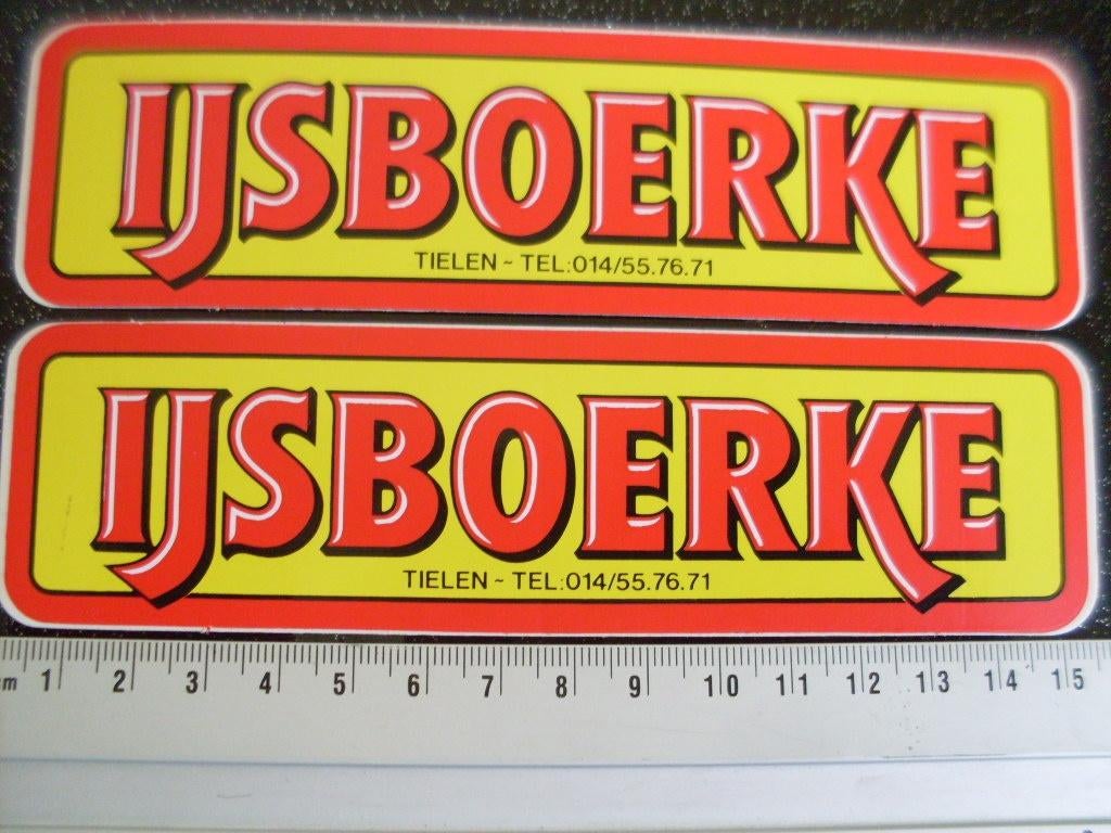 2x sticker ijsboerke logo tielen, Verzenden, Zo goed als nieuw, Bedrijf of Vereniging