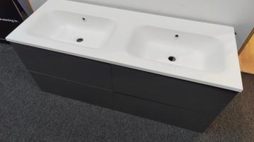 Luxe Badkamermeubel 120 cm mat wit blad en antrac. onderkast beschikbaar voor biedingen