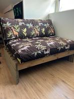 Palletbank met jungle kussens, Ophalen, Zo goed als nieuw, Hout