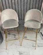 Fluweel barkrukken 2 stuks, 2 krukken, Ophalen, Zo goed als nieuw, 60 tot 90 cm