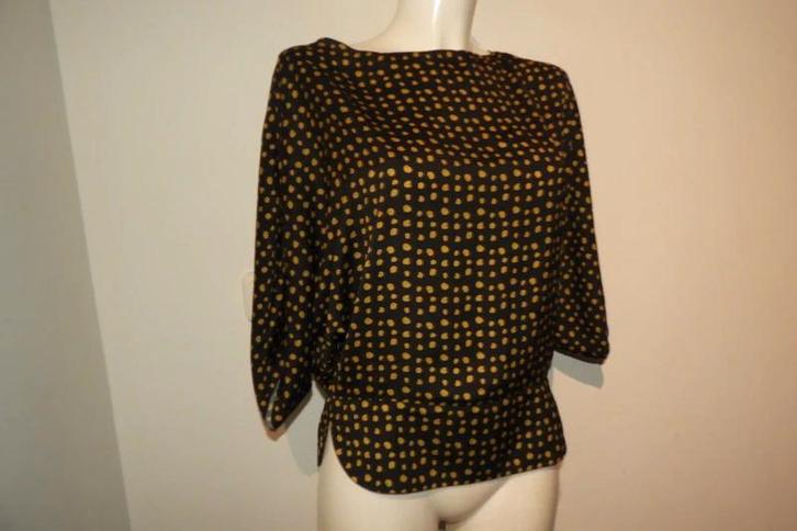 Natan zijde achtige top mooi geel printje knopen rug BE 38, Kleding | Dames, Tops, Zo goed als nieuw, Maat 38/40 (M), Overige kleuren
