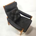 Noorse 60s Relaxfauteuil Scandinavische design mid century, Huis en Inrichting, Fauteuils, Ophalen, Gebruikt, 50 tot 75 cm, Leer