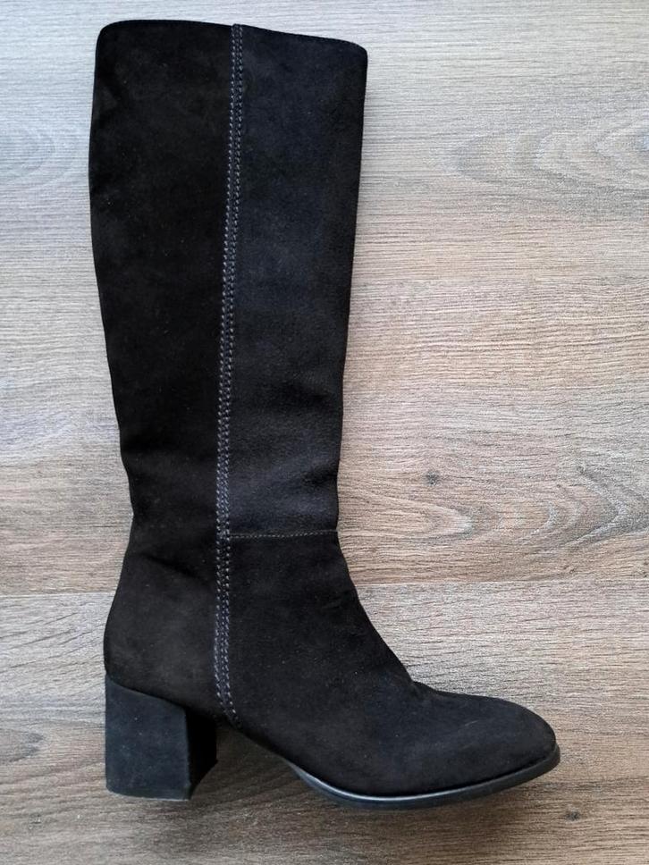 Lamica zwarte suede laarzen  maat 38 - knielengte - hak 6 cm, Kleding | Dames, Schoenen, Zo goed als nieuw, Hoge laarzen, Zwart