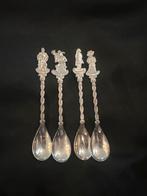 4 Verzilverde Lepeltjes - Ridder, Hofnar, Schildknaap, Lands, Antiek en Kunst, Ophalen of Verzenden