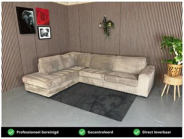 GRATIS LEVERING Ribstof Hoekbank Bruin 300x220 REFURBISHED beschikbaar voor biedingen