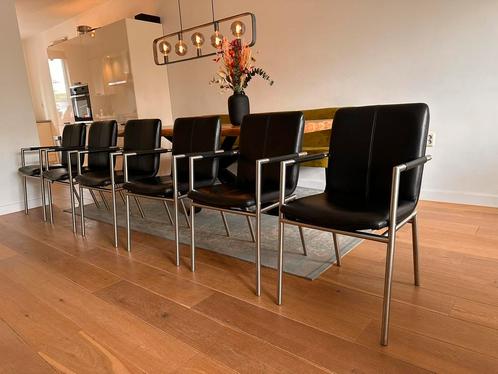 6 leren Henders & Hazel Dafur design, Huis en Inrichting, Stoelen, Zo goed als nieuw, Vijf, Zes of meer stoelen, Leer, Zwart, Ophalen of Verzenden